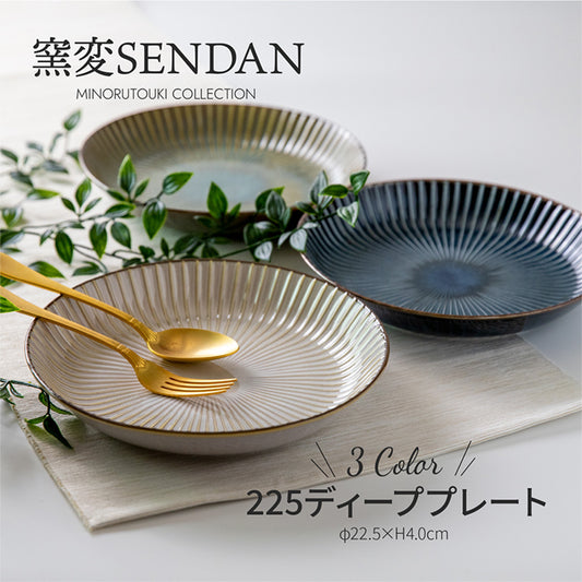 【美濃焼】窯変SENDAN 225ディーププレート 食器 皿 日本製 テーブルウェア カレー パスタ 食卓 レンジ可