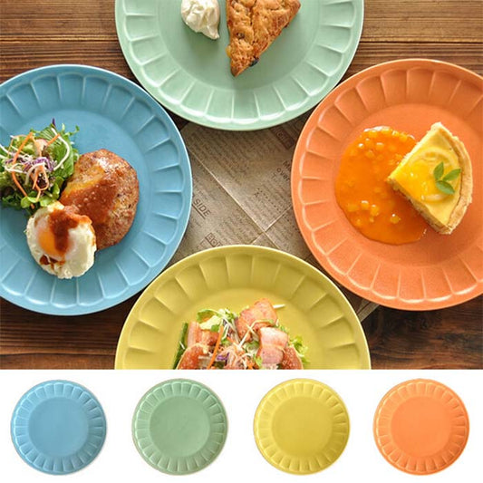 【美濃焼】ラ・クレールしのぎ23.4cmプレート 大皿 ドットリム 日本製 美濃焼 北欧風 陶磁器 食器 テーブルウェア 華やか レンジ可