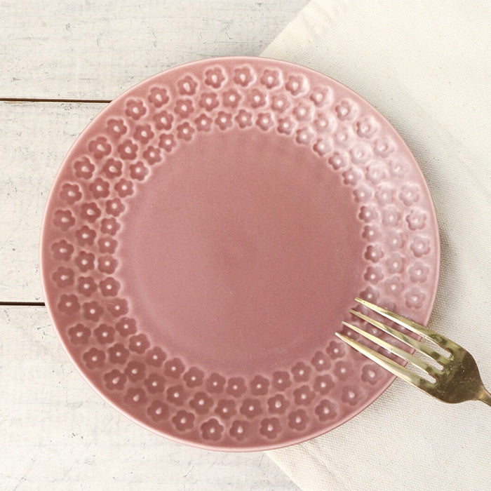 【美濃焼】フルール 5.0皿 16cm 平皿 印花型 取り皿 ケーキ皿 パン皿 日本製 食器 磁器 洋食器 和食器 器 デイジー おうちカフェ 全5色 レンジ可
