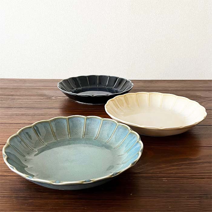 【美濃焼】Vintageシリーズ 7.0深皿 22cm 全3色 カレー皿 パスタ皿 和食器 陶器 洋食器 日本製 テーブルウェア 皿 フラワー ヴィンテージ レンジ可