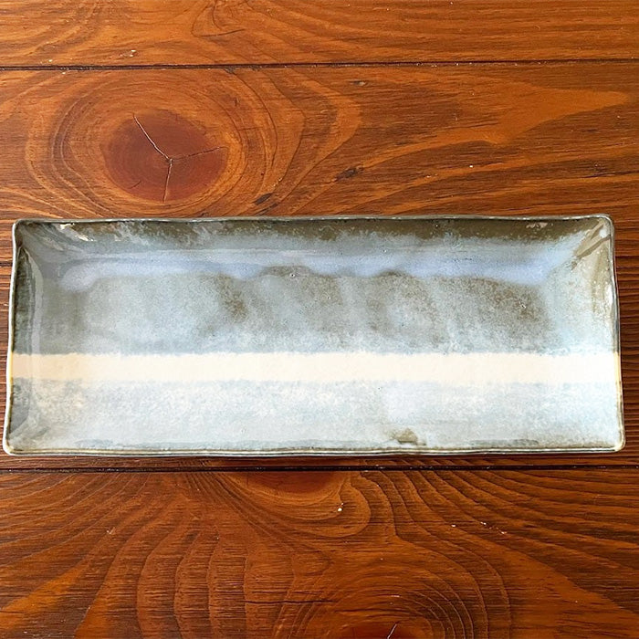 【美濃焼】【Brush Blue - 筆青 -】 長角皿 さんま 魚 日本製 美濃焼 陶磁器 食器 テーブルウェア やちむん風 和食器 レンジ可