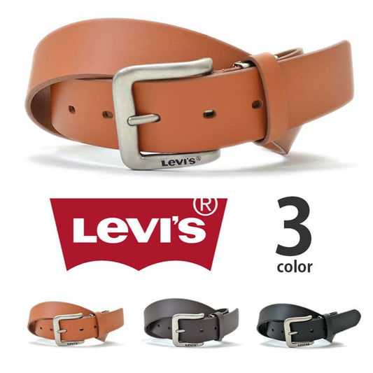 【送料無料】Levis リーバイス プレーンレザー ベルト カジュアル 本革 リアルレザー メンズ レディース 全3色 男女兼用
