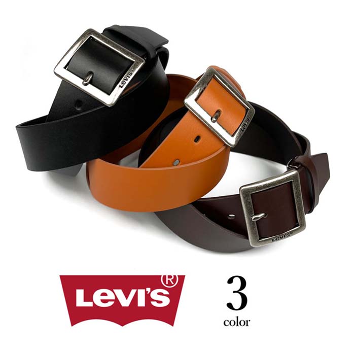 【送料無料】Levi's　リーバイス　リアルレザー　ギャリソンバックル　ベルト　ワイドベルト　全３色　牛革　メンズ小物　プレゼント　ギフト