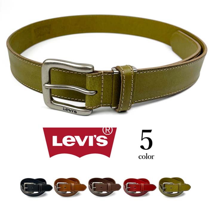 【送料無料】Levi's リーバイス リアルレザー ステッチデザイン プレーン ベルト 牛革 カジュアル 全5色