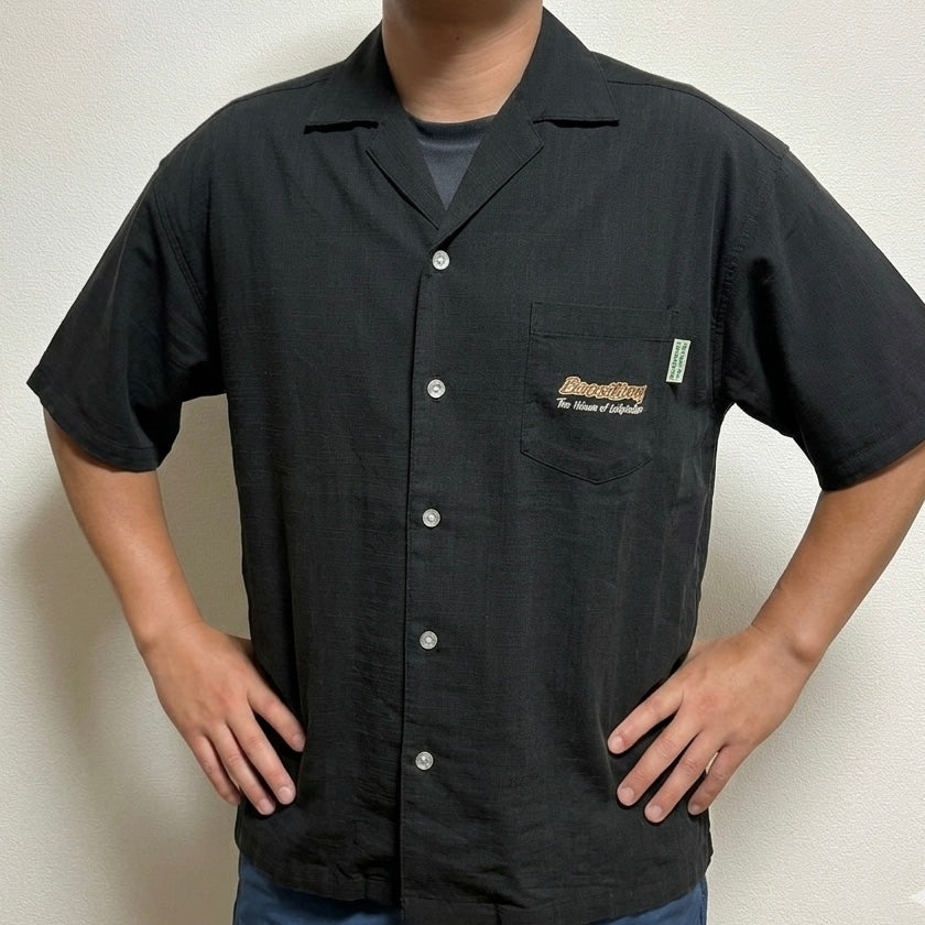 麻ライク刺繍シャツ / バーガー 半袖　POWER TO THE PEOPLE（ユニセックス）