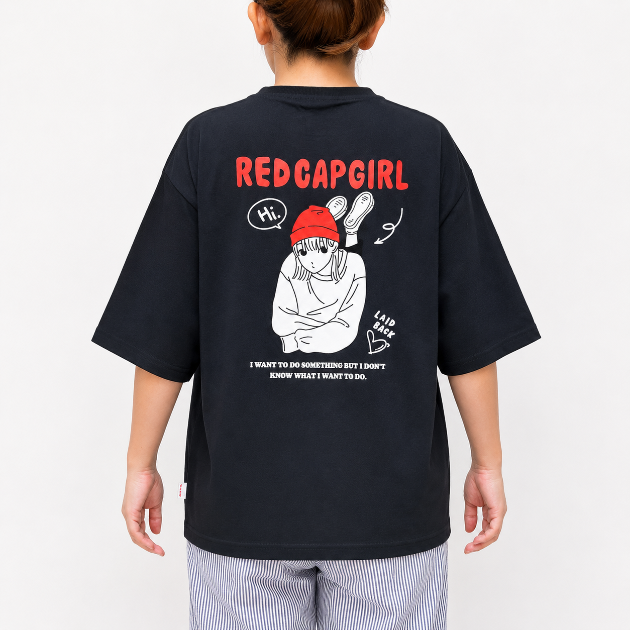 ユニセックス【RED CAP GIRL】 20/-オープンエンド天竺 バックプリント 半袖Tシャツ 1