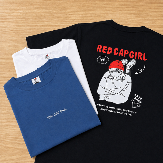 ユニセックス【RED CAP GIRL】 20/-オープンエンド天竺 バックプリント 半袖Tシャツ 1