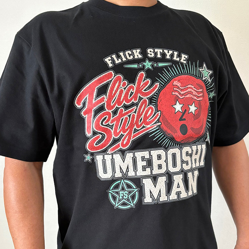 【オリジナルデザイン】5.6oz UMEBOSHI MAN ハイクオリティ 半袖 Tシャツ　ブラックBK