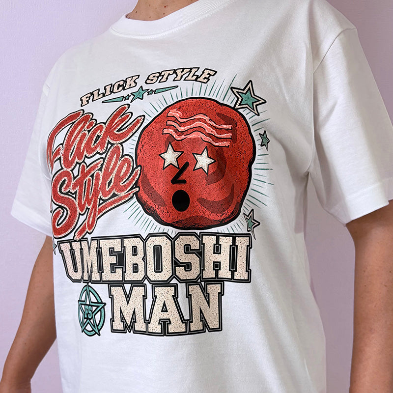 【オリジナルデザイン】5.6oz UMEBOSHI MAN ハイクオリティ 半袖 Tシャツ　ホワイトWT