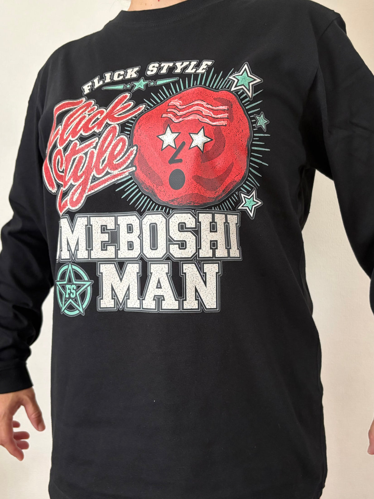 【オリジナルデザイン】5.6oz UMEBOSHI MAN ロングスリーブ Tシャツ（1.6インチリブ）ホワイトWT