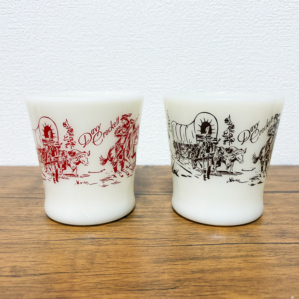 【中古】ファイヤーキング　FireKing　デヴィ・クロケット（Davy Crockett）Dハンドルマグ　2個セット