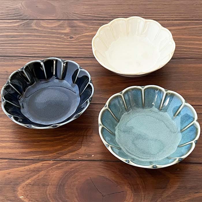 【美濃焼】Vintageシリーズ　小鉢　13cm　全3色　小皿　取り皿　デザート皿　和食器　陶器　洋食器　日本製　テーブルウェア　皿　フラワー　 ヴィンテージ　レンジ可