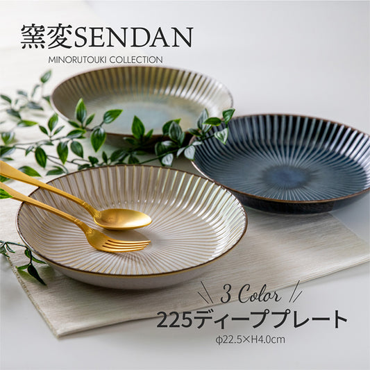 【美濃焼】窯変SENDAN 225ディーププレート　食器　皿　日本製　テーブルウェア　カレー　パスタ　食卓　レンジ可