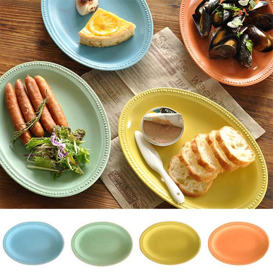 【美濃焼】ラ・クレールオーバルトレー24.3cm　大皿　ドットリム　日本製　美濃焼　北欧風　陶磁器　食器　テーブルウェア　華やか　レンジ可