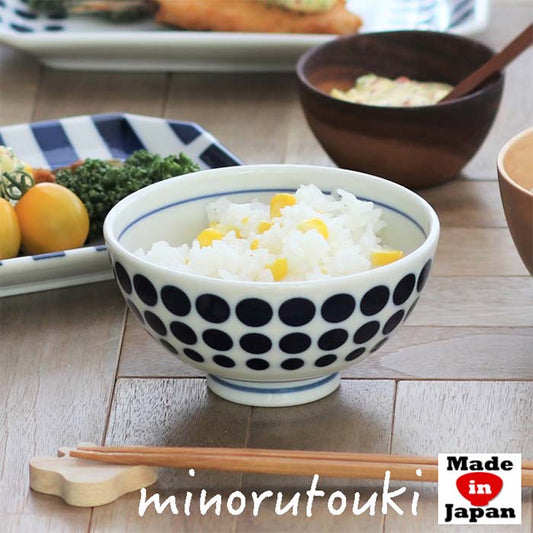 【美濃焼】【コバルト】軽量茶碗　日本製　食器 磁器　テーブルウェア　ご飯茶碗　ライスボウル　和食 レンジ可