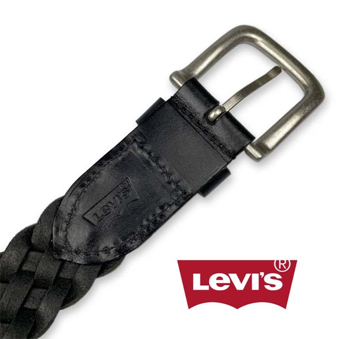 【送料無料】Levi's　リーバイス　リアルレザー　メッシュ ベルト　編み込みベルト　メンズ　全３色　牛革　カジュアル　プレゼント　ギフト