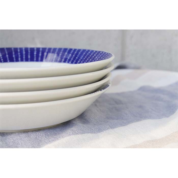 【美濃焼】蒼のうつわ　深皿　20cm　カレー皿　パスタ皿　大皿　深皿　盛付皿　日本製　和食器　陶器　洋食器　テーブルウェア　プレート　レンジ可
