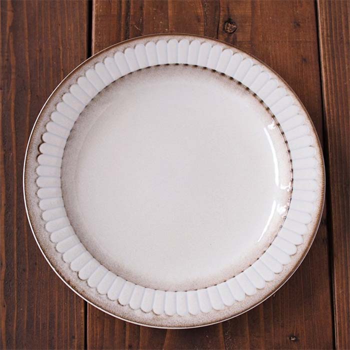 【美濃焼】 【ポットマム】9インチミート皿 　丸皿　日本製　食器　和食器　洋食器　磁器　サラダ　テーブルウェア　フラワー　カフェ風　レンジ可